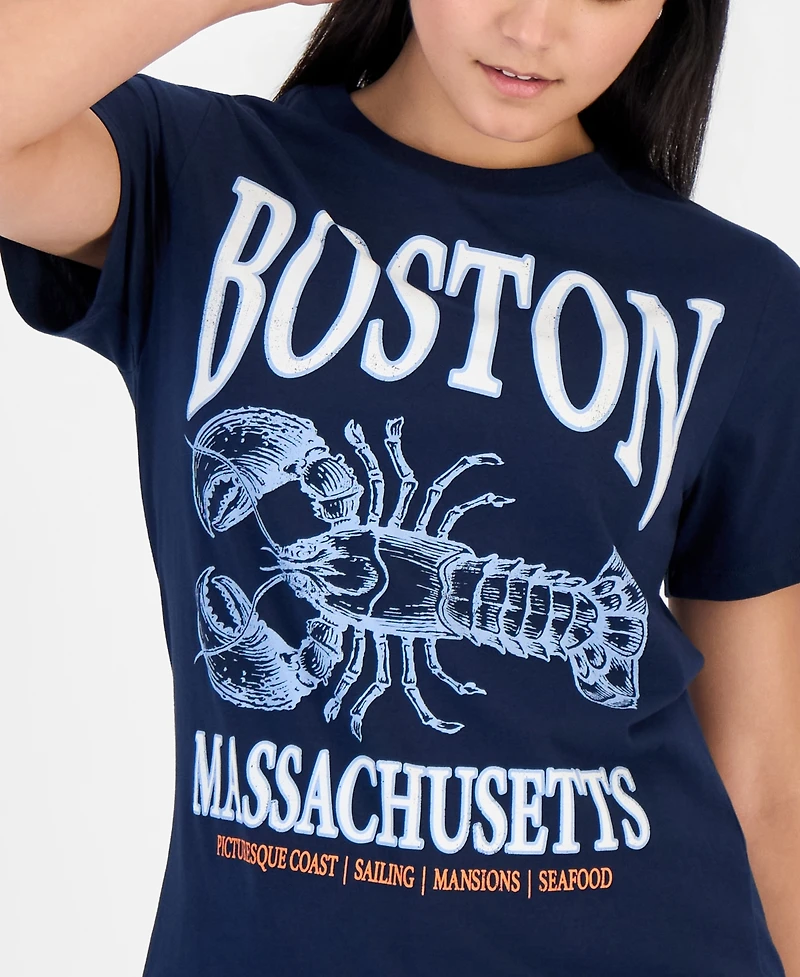 Grayson Threads, The Label Juniors' Boston Lobster Graphic Print T-Shirt