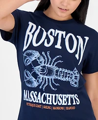 Grayson Threads, The Label Juniors' Boston Lobster Graphic Print T-Shirt