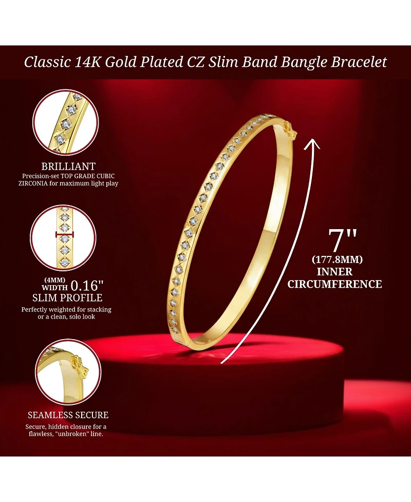 Rachel Glauber 14K Gold Plated Cubic Zirconia Bangle Bracelet