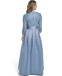 Jessica Howard Women's V-Neck Pleated Skirt Ball Gown