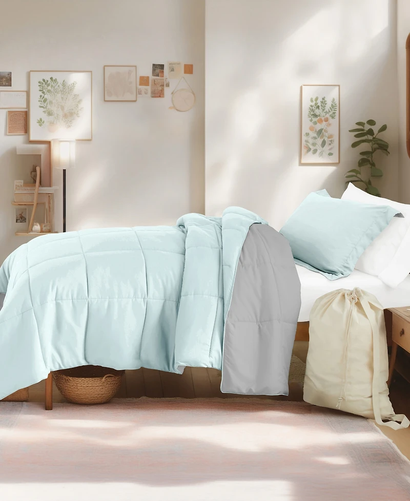ienjoy Home Solid Reversible Dorm 8-Piece Comforter Set, Twin Xl