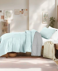 ienjoy Home Solid Reversible Dorm 8-Piece Comforter Set, Twin Xl