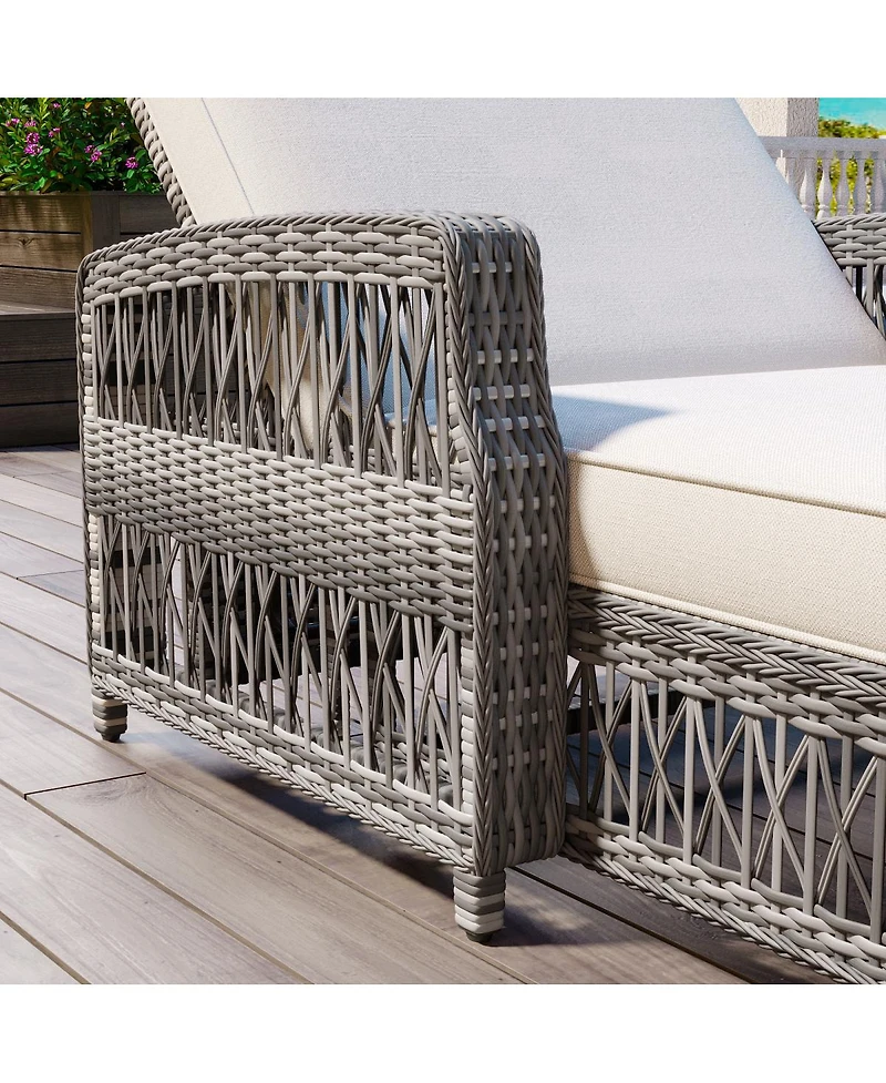 Streamdale Outdoor Long Reclining Chaise Lounge with Armrests