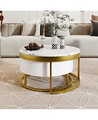 Streamdale Modern Round Nesting Coffee Table with Drawers