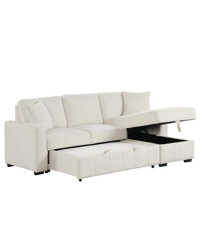 Streamdale L-Shaped Sleeper Sofa w/ Storage Chaise & Cup Holders