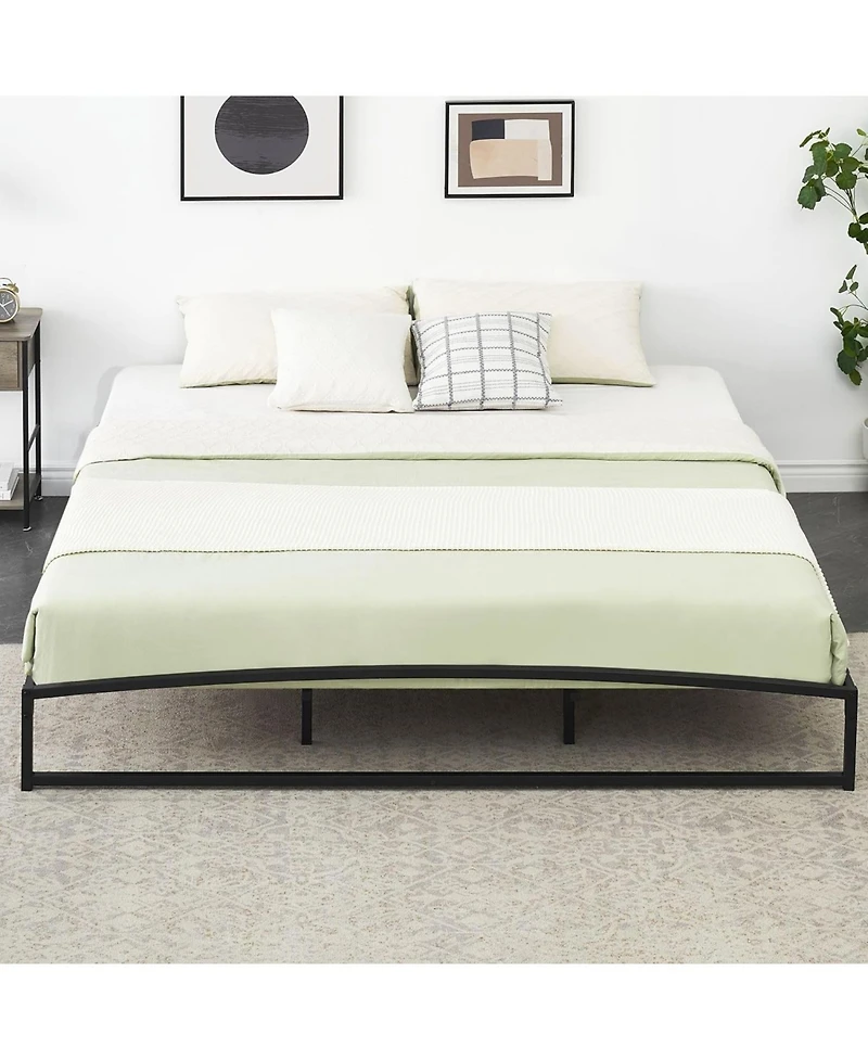 gaomon Low Bed Frame Size, 10 Inch Heavy Duty Metal Platform Bed Frame Low Profile, Mattress Foundation, No Box Spring Needed, Noise-Free