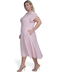 Eliza J Plus Applique Detail Fit & Flare Midi Dress