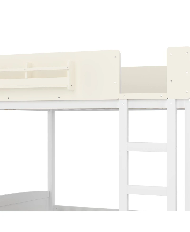 Streamdale Furniture Queen Bunk Bed with Trundle, Bookshelf, and Auto Design for Kids