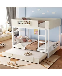 Streamdale Furniture Queen Bunk Bed with Trundle, Bookshelf, and Auto Design for Kids