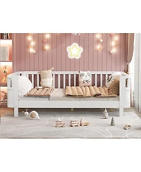 Streamdale Furniture Full Size Wood Platform Bed with Rails for Kids