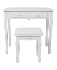 Streamdale Furniture Princess Vanity Desk Set with Mirror & Stool, 4 Drawers, Ample Storage