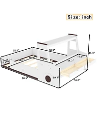 Streamdale Full Size Car-Shape Floor Bed with Storage, Window & Desk