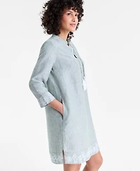 Charter Club Women's 100% Linen Embroidered Dress, Macy's Exclusive
