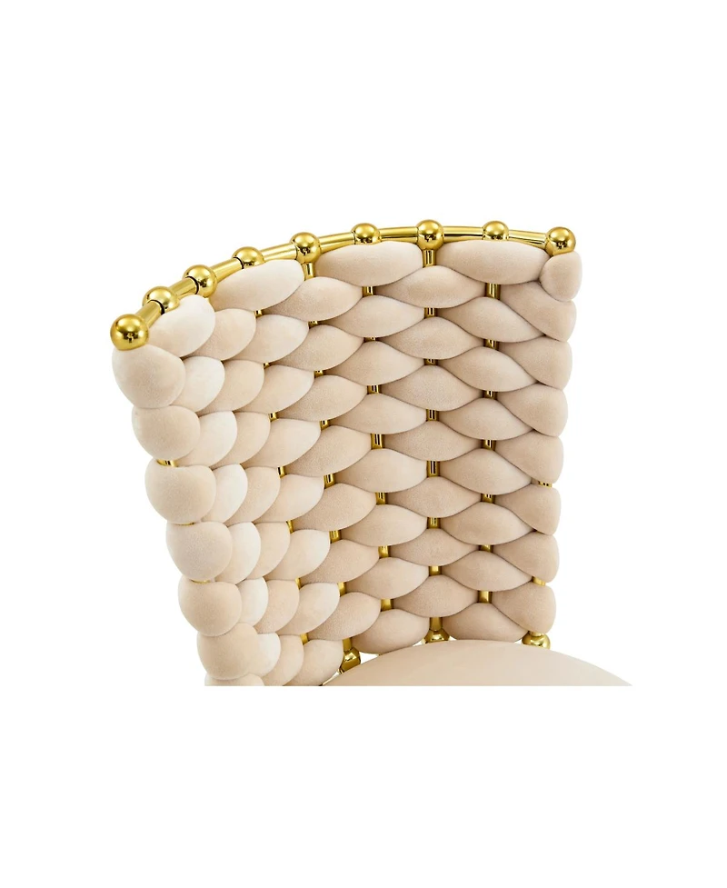 Streamdale Furniture Set of 2 Modern Luxury Velvet Dining Chairs with Gold Legs & Woven Rope