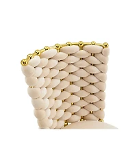 Streamdale Furniture Set of 2 Modern Luxury Velvet Dining Chairs with Gold Legs & Woven Rope