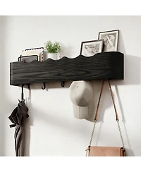 Yigii Solid Wood Wall Rack with Hooks for Coats, Hats, Bags, Towels - Decorative & Storage