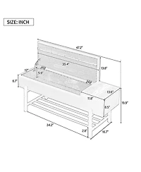 Rainsken Entryway Shoe Bench with Cushion Top, Flip-Top Storage Compartment and Lower Rack for Hallway