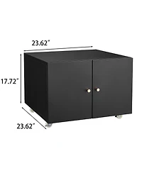 Rainsken File Cabinet on Wheels, Mobile Metal Printer Stand with 2 Doors and Adjustable Shelf for Home Office
