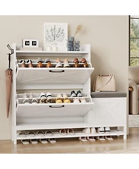 gaomon Farmhouse Entryway Shoe Cabinet with Bench