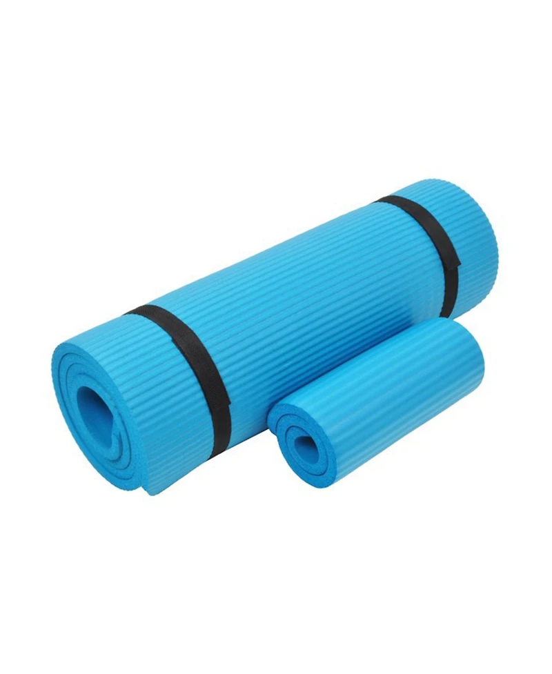 BalanceFrom Fitness GoYoga+ 71x24in Exercise Yoga Mat w/Knee Pad & Strap