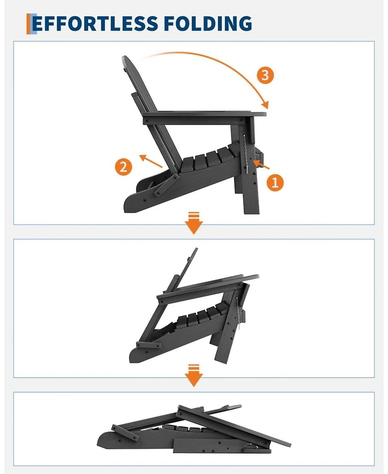gaomon Folding Adirondack Chairs Set of with 2 Side Table