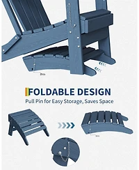 gaomon Folding Adirondack Ottoman - Hdpe All-Weather Outdoor Footrest for Patio, Deck, Lawn, Poolside