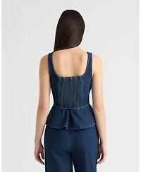 Nvlt Women's Denim Sleeveless Corset Peplum Top