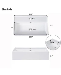 Rainsken 21.6" Small Bathroom Cabinet with Sink, Freestanding Bathroom Vanity with Left Storage Cabinet & Two-Tier Shelf