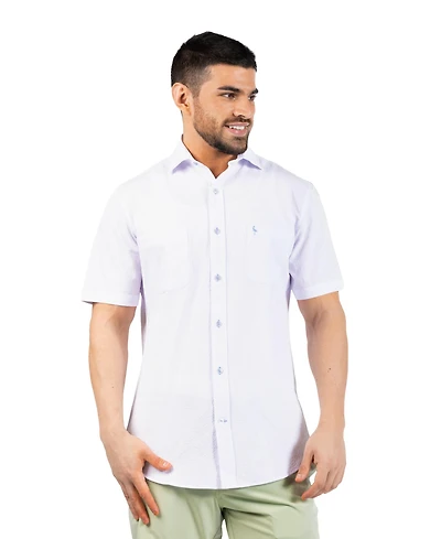 Tailorbyrd Men's Solid Seersucker Short Sleeve Shirt