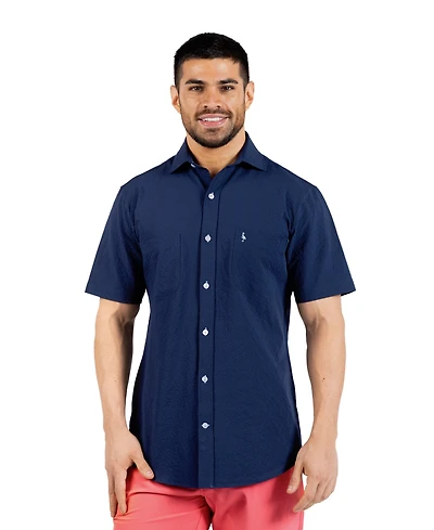 TailorByrd Men's Solid Seersucker Short Sleeve Shirt