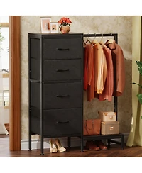 Yigii 44" Tall 2-in-1 Dresser & Rack, 4 Drawers, Reversible, Sturdy
