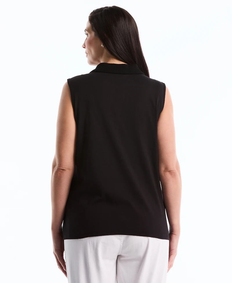 Rafaella Plus Sleeveless Polo Top