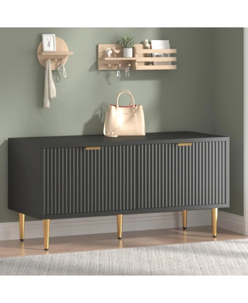 gaomon 42" Modern Fluted Wooden Shoe Storage Bench