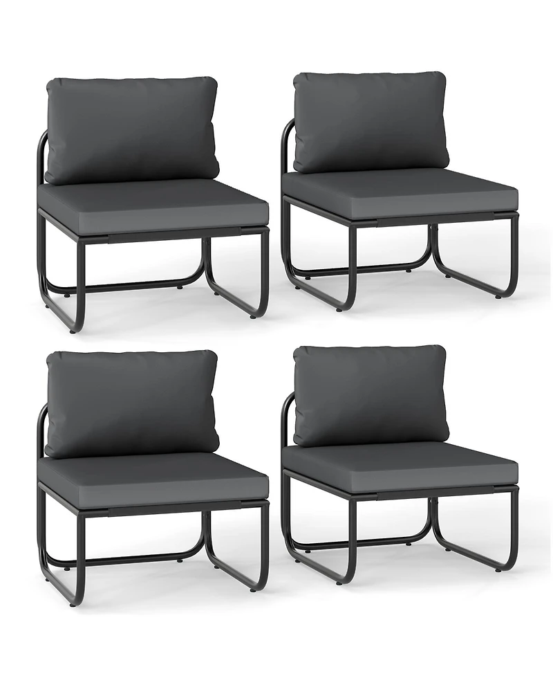 Gymax Patio Chairs Set of w/ Removable Cushions Heavy Duty Metal Frame Poolside