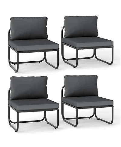 Gymax Patio Chairs Set of w/ Removable Cushions Heavy Duty Metal Frame Poolside