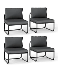 Gymax Patio Chairs Set of w/ Removable Cushions Heavy Duty Metal Frame Poolside