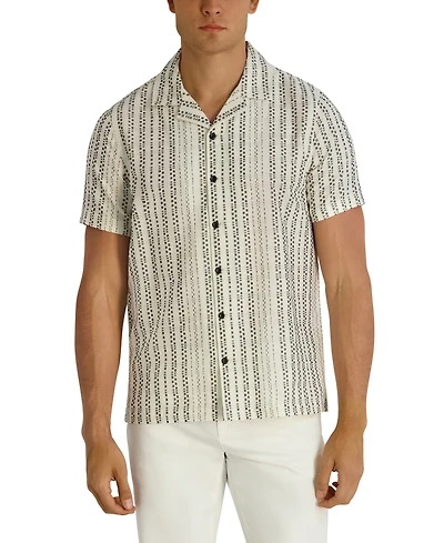 Karl Lagerfeld Paris Men's Striped Dobby Short-Sleeve Shirt