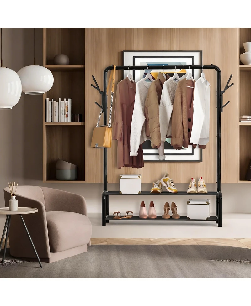 Yigii 52" Freestanding Steel Closet Rack with Storage Shelves & Hooks