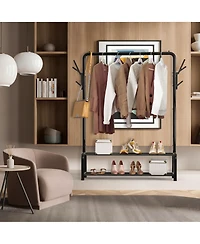 Yigii 52" Freestanding Steel Closet Rack with Storage Shelves & Hooks