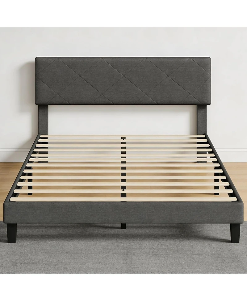 gaomon Upholstered King Size Bed Frame with Headboard, Platform Bed with Wooden Slat Support, Easy Assembly, Noise-Free Design