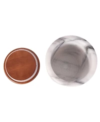 Artifacts Trading Company Marble Storage Canister with Sealed Wood Top, 5" x 4"