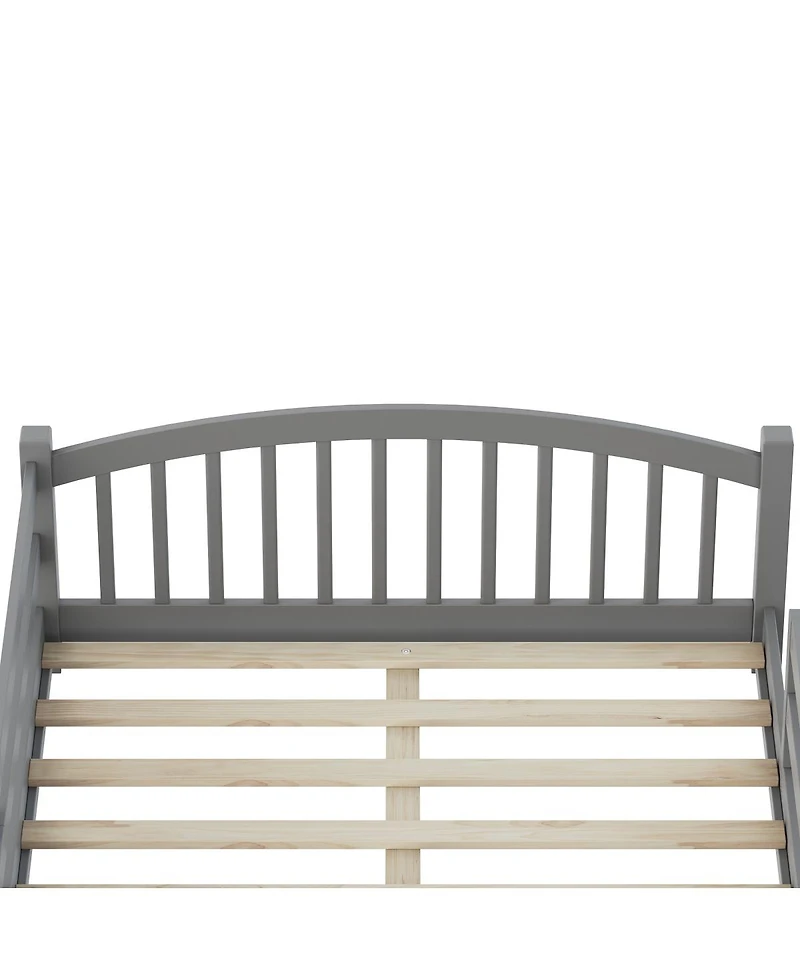 Streamdale Furniture Montessori Floor Bed with Slats & Guardrails, Solid Wood