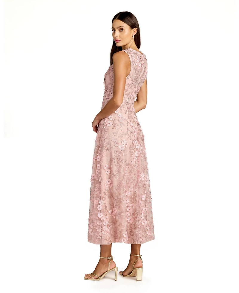 Mac Duggal Women's Floral Embroidered High Neck Midi Dress