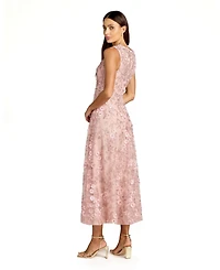 Mac Duggal Women's Floral Embroidered High Neck Midi Dress