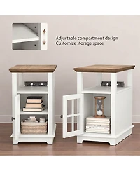 Yigii Adjustable Shelf, Hidden Charging, Multi-Use End Table with storage space