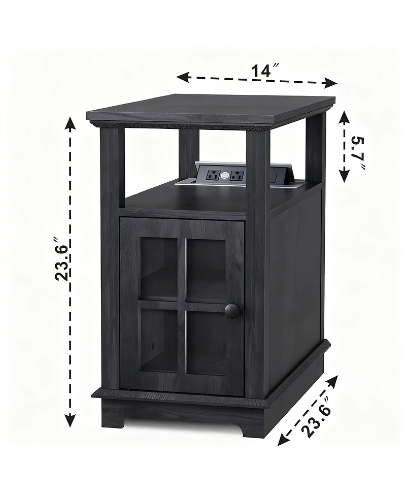 Yigii Adjustable Shelf, Hidden Charging, Multi-Use End Table with storage space