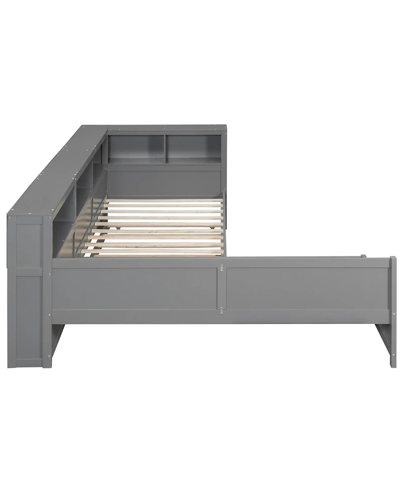 Streamdale Furniture 126 inches Wood Twin L-shaped Platform Bed with Trundle & Drawer