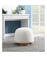 Streamdale Furniture Streamdale White Fully Assembled Round Soft Teddy Fabric Upholstered Ottoman Footstool