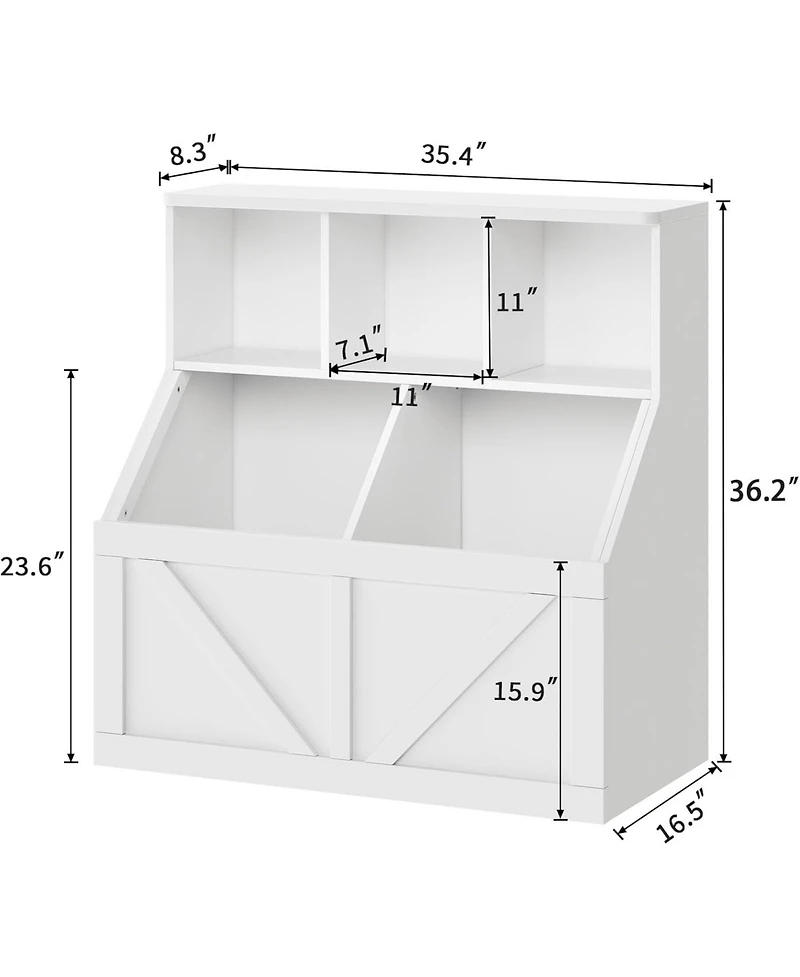 gaomon Kids Bookshelf and Toy Storage – Wooden Organizer with Cabinet Shelf, Toddler Bookcase for Playroom, Bedroom, Nursery