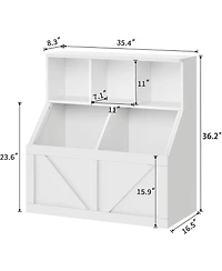 gaomon Kids Bookshelf and Toy Storage – Wooden Organizer with Cabinet Shelf, Toddler Bookcase for Playroom, Bedroom, Nursery